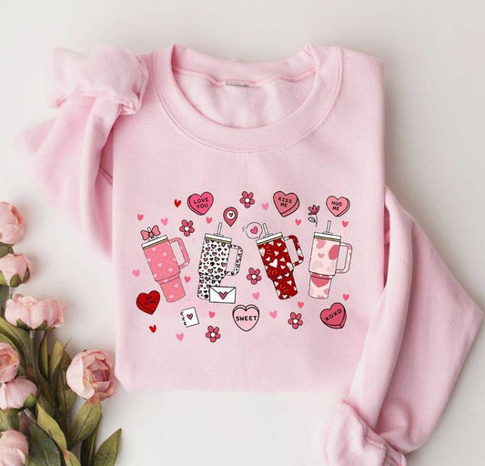 Retro Obsessive Cup Disorder Valentine's Day Sweatshirt, Valentines Candy Heart Tumbler Inspired Sweater, Retro...