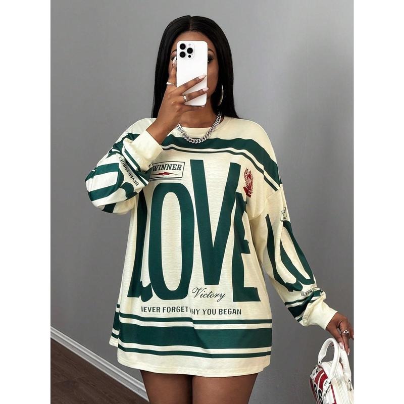 Retro Oversized T-Shirt Streetwear Long Sleeve Graphic Tees Printed Crewneck Tops Hoodie, Sweatshirt | WearSparks.com