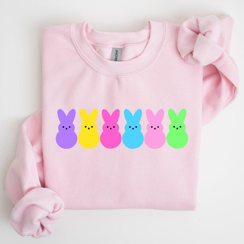 Retro Peeps, Easter Candy, Rabbit, Bunny Sweatshirt, Women's Crew Neck, Crewneck T-Shirts, Hoodie | WearSparks.com