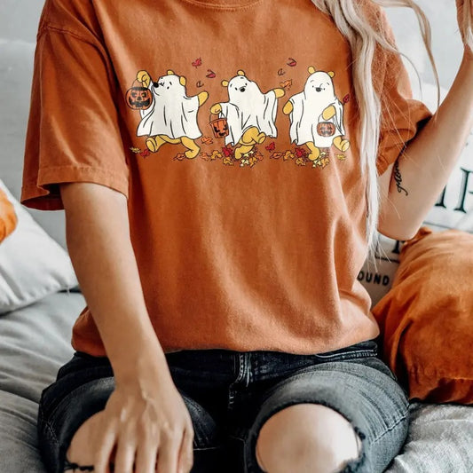 Retro Pooh Ghost Halloween Shirt, Winnie The Pooh Halloween Shirt, Spooky Season Shirt, Pooh Shirt, Cute Fall Shirt,...