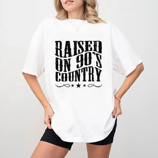 Retro Raised On 90's Country Shirt, Vintage Cowgirl T-shirt, Retro Country Girl Graphic Printed Tee, Vintage 90s Country...