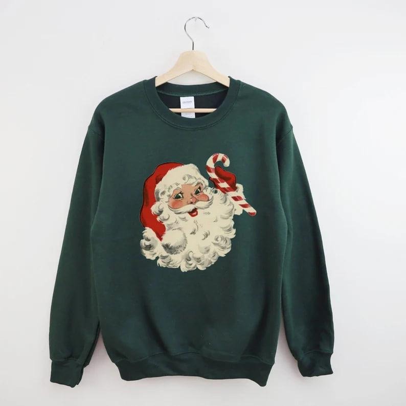Retro Santa Christmas Sweatshirt, Christmas Santa Sweatshirt, Retro Santa Shirt Gift for Women, Santa Sweatshirt, Women...