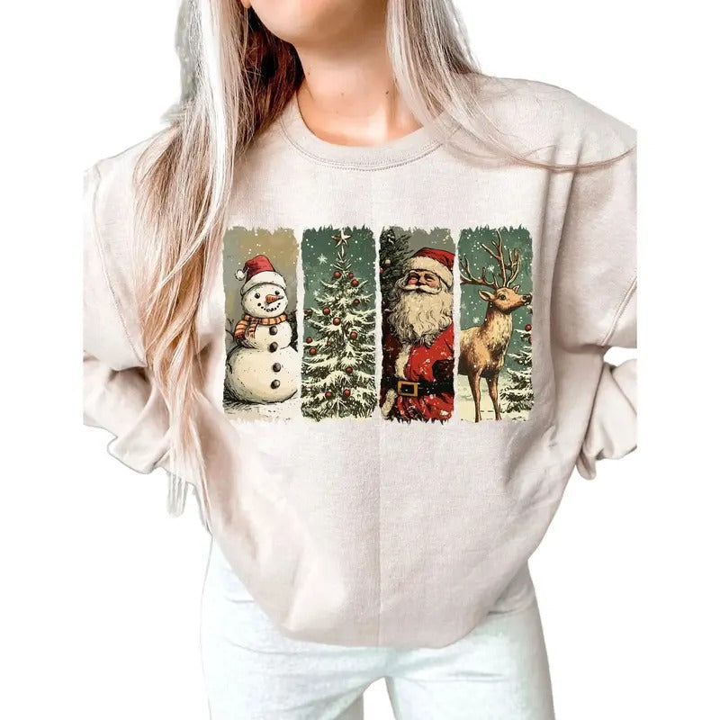 Retro Santa Claus Sweatshirt, Retro Christmas Tee Womenswear Sweaters Pullover Hoodie | WearSparks.com