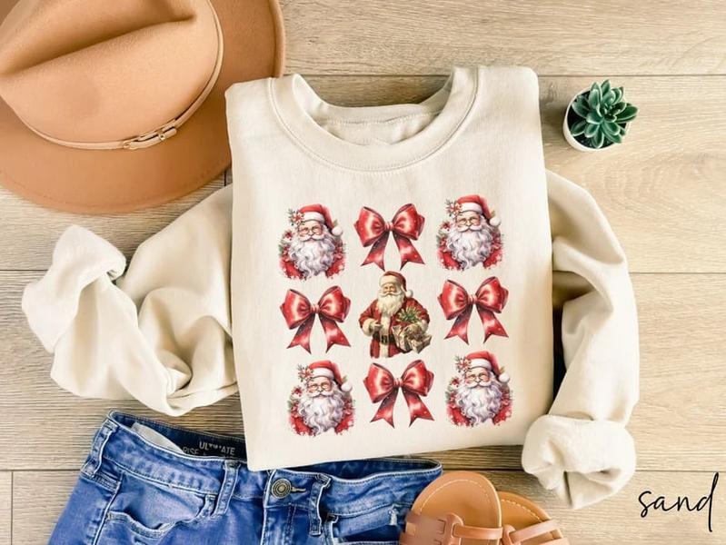 Retro Santa Claus Sweatshirt, Vintage Santa Sweatshirt, Retro Christmas Santa, Holiday Clothing Women, Coquette Christmas...