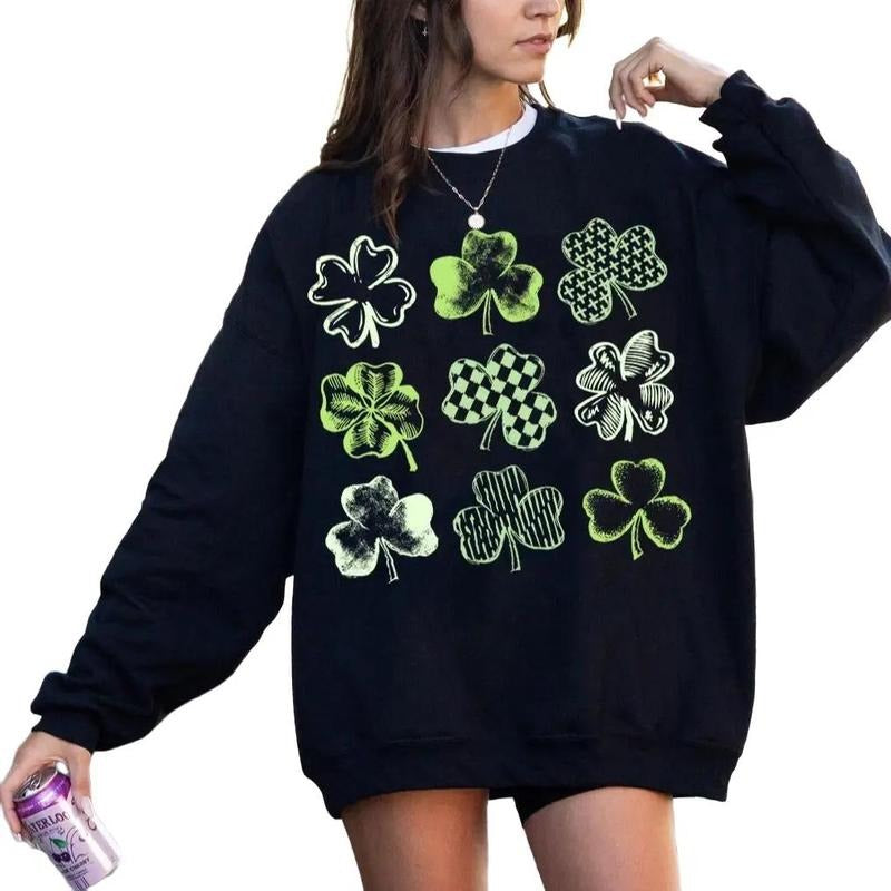 Retro Shamrock Sweatshirt, Lucky Shamrock Sweatshirt, Happy St. Patrick's Day Sweatshirt, Shamrock Sweater, Patricks Day...