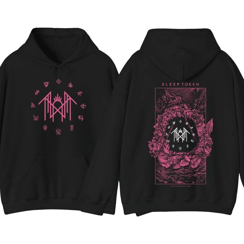 Retro Sleep Token Rose Rock Metal Hoodie, Unisex Oversize Rock Band Cotton Hooded, Gothic Punk Emo Grunge, Pullover...