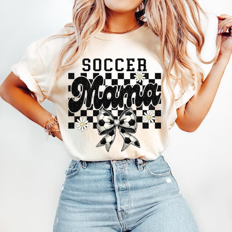 Retro Soccer Mama, Checkered Coquette, Game Day Tshirt Hoodie, Sweatshirt | WearSparks.com