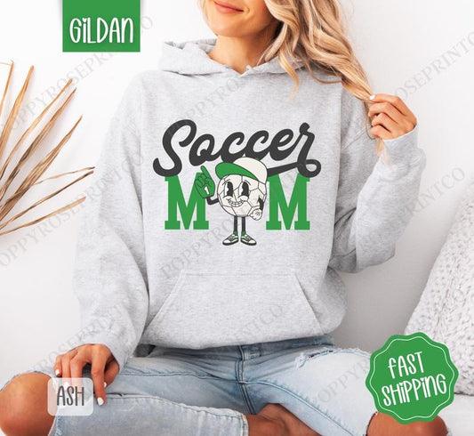 Retro Soccer Mom Hoodie, Women's Soccer Mom Crewneck, Cute Women's Soccer Hooded Sweater T-Shirts, Sweatshirt