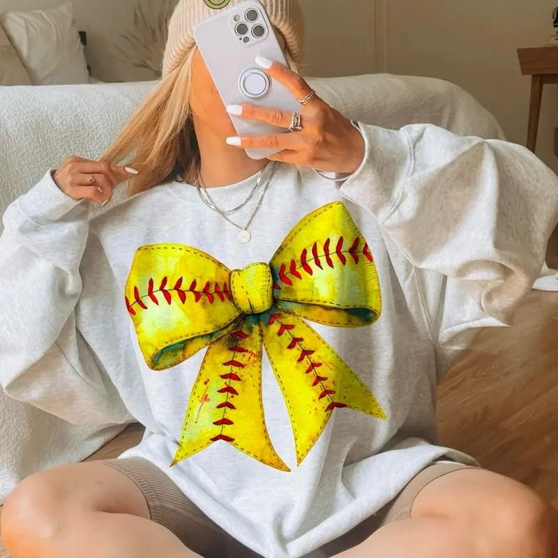 Retro Softball Bow Sweatshirt, Coquette Bow Softball Shirt, Mama Mom Sweatshirt, Softball Mom T Shirt, Coquette Sport...