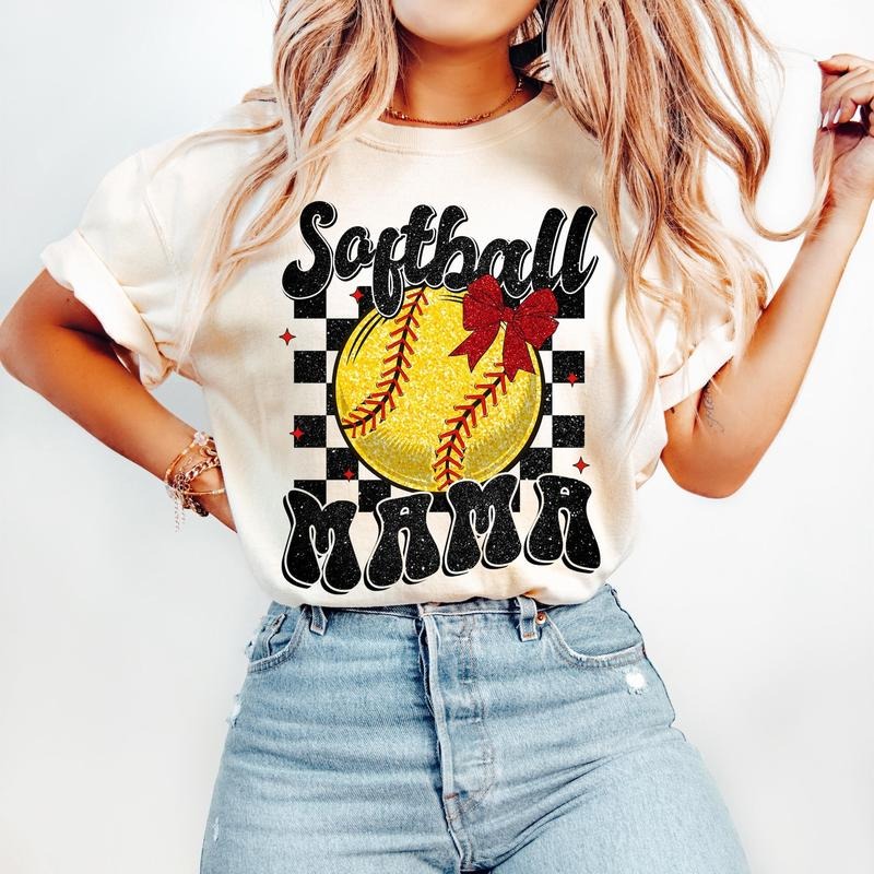 Retro Softball Mama Coquette T-Shirt, Softball T-Shirt, Softball Coquette T-Shirt, Game Day T-Shirt, Softball Mom...
