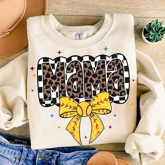 Retro Softball Mama Sweatshirt Softball Coquette Bow Game Day Softball Mom Checkered Softball T-Shirts, Hoodie