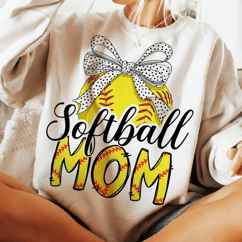 Retro Softball Mama Sweatshirt Softball Coquette Bow Softball Mom Sports Mama Game Day Gift T-Shirts, Hoodie | WearSparks.com