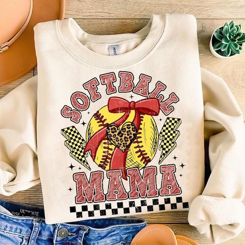 Retro Softball , At the Ballpark , Game Day  Mom , Softball Coquette Sweatshirt Crewneck Classic T-Shirts, Hoodie
