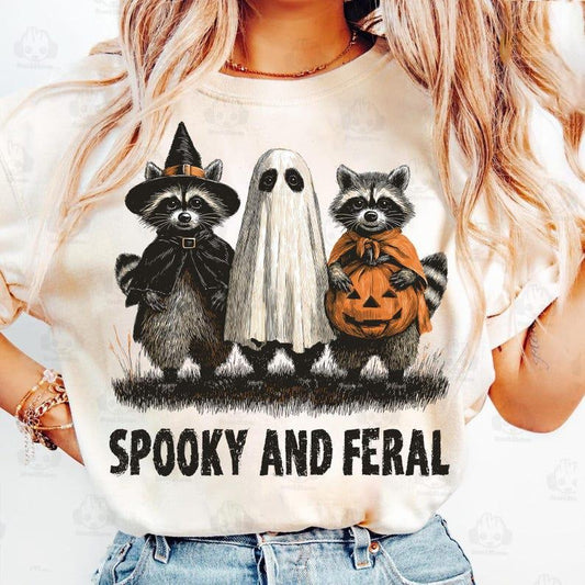 Retro Spooky And Feral Raccoon, Halloween Raccoon, Creepy Cute Raccoon Ghost, Feral Girl Shirt Hoodie, Sweatshirt