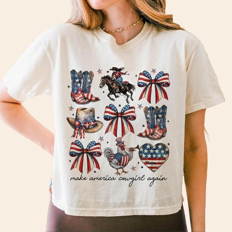 Retro Statue of Liberty 4th of July Shirt America Girl Independence Day Graphic T-Shirt 100% Cotton Unisex Fit Casual...