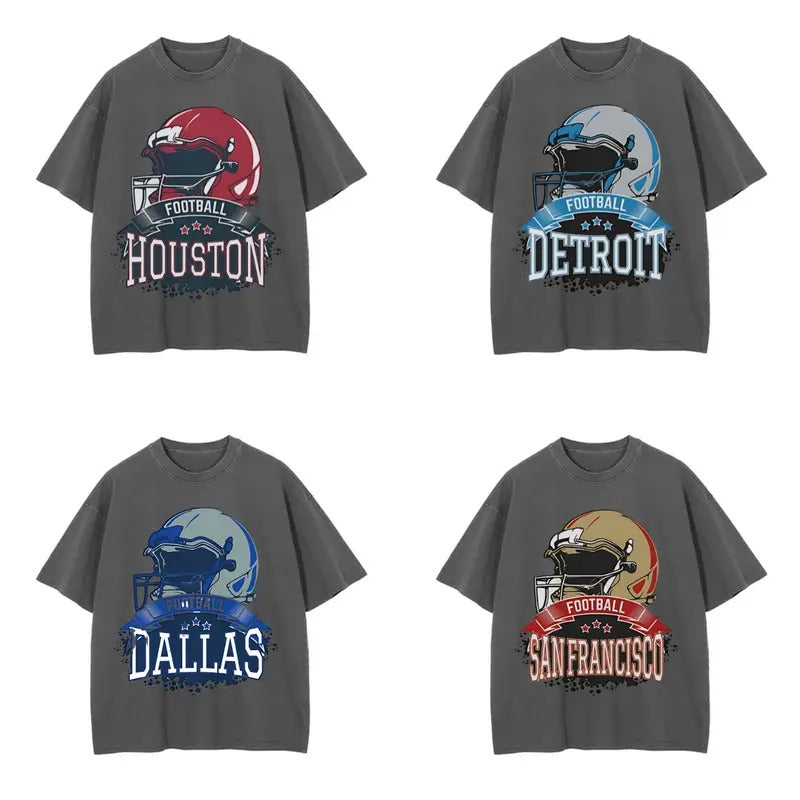 Retro T-Shirt Showcasing All Football Teams - Dark Heather Color Hoodie, Sweatshirt | WearSparks.com