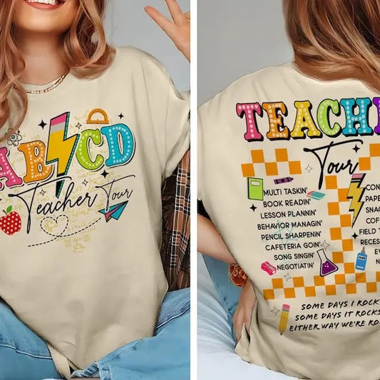 Retro Teacher Sweater, ABCD Teacher Tour Shirt, Back To School, End of Year Pnh, Teacher Gift, Kindergarten Teacher...