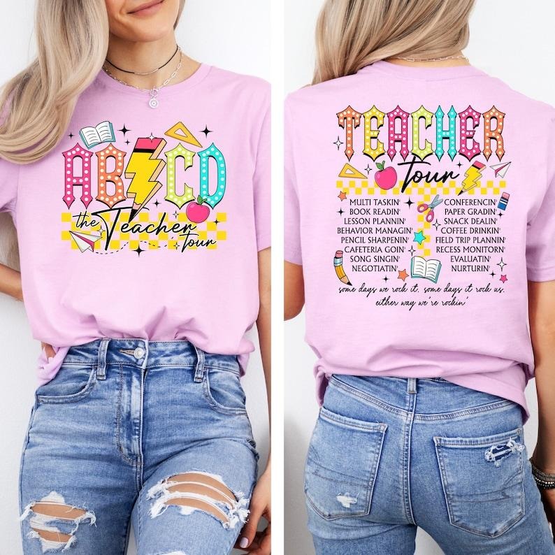 Retro Teacher Tour sweatShirt gift for Teacher, ABCD Teacher Tour Shirt, End of Year Shirt, Teacher Gift, Back To School ...