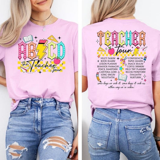 Retro Teacher Tour sweatShirt gift for Teacher, ABCD Teacher Tour Shirt, End of Year Shirt, Teacher Gift, Back To School ...
