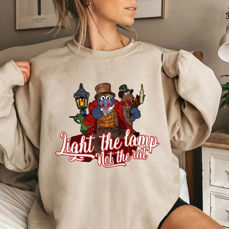 Retro The Muppet Christmas Sweatshirt, Light The Lamp Not The Rat Tee Shirt, Gonzo And Rizzo Sweatshirt, Merry Christmas...