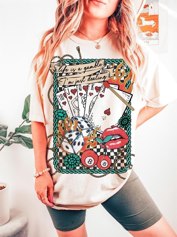 Retro Turquoise Western Country Sweatshirt, Life is a Gamble Sweatshirt Design, Wild West Gifts, Retro Cowboy Sweatshirt...