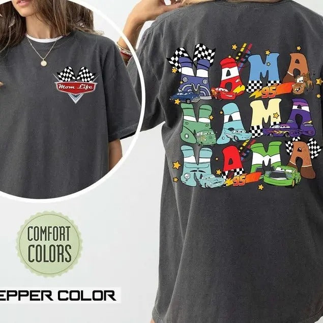 Retro Two Side Mc Que0n Cars Mama Shirt, Cars Movie T-Shirt, cars movie Shirt, Piston Cup Champion Shirt, cars movie...