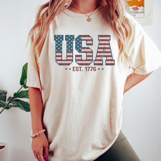Retro USA Est 1776 Shirt, America Shirt, Fourth of July Shirt, 4th Of July Shirt, Patriotic Shirt, Stars And Stripes, Red...
