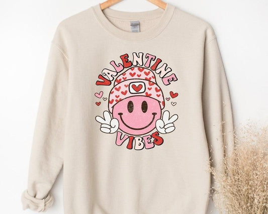 Retro Valentine Vibes, Valentines Face Happy Sweatshirt, Cute Face Sweater, Valentines Gift, I Love You  Hoodie and...
