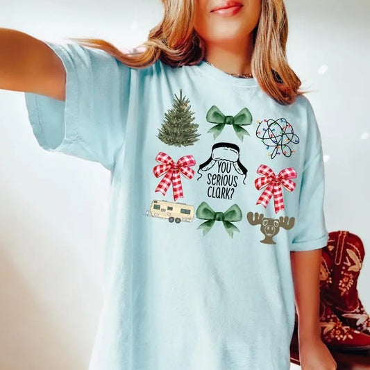 Retro Vintage You serious clark Christmas Coquette Bow - Christmas deer
