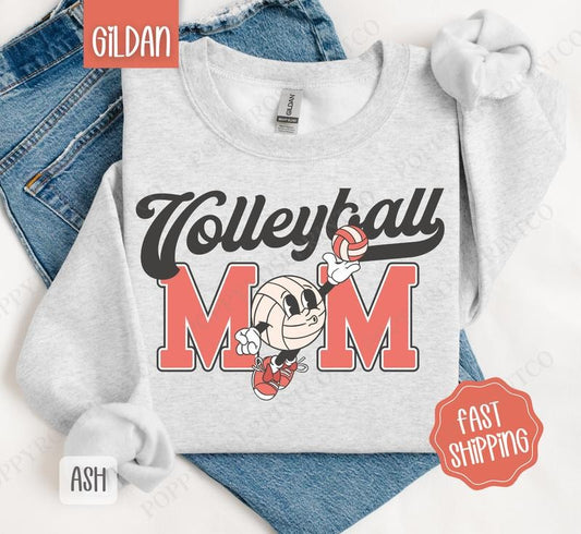 Retro Volleyball Mom Sweatshirt, Women's Crewneck, Volleyball Mom Women's Sweatshirt T-Shirts, Hoodie | WearSparks.com