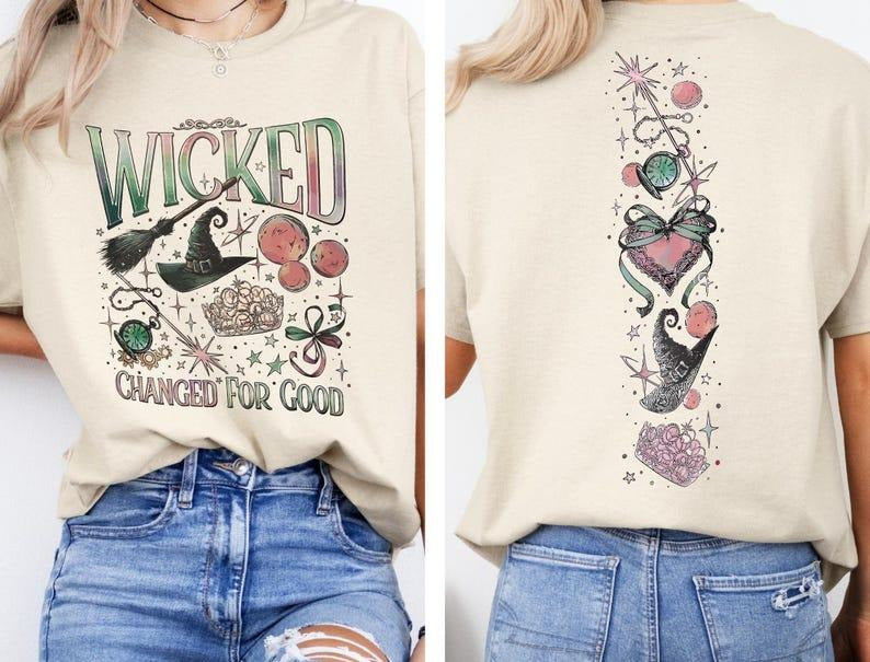 Retro Wicked Changed For Good, Shirt, Defy Gravity Broomstick Magic Wand Shirt, Wicked The Musical, Wizard Movie Fan...