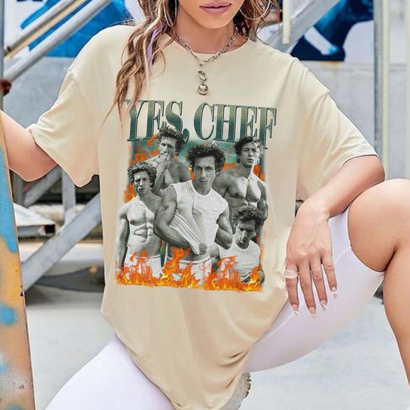 Retro Yes Chef Jeremy Allen White, The Bear, Yes Chef Fire T-Shirt Sweatshirt Hoodie Unisex Casual Fit | WearSparks.com