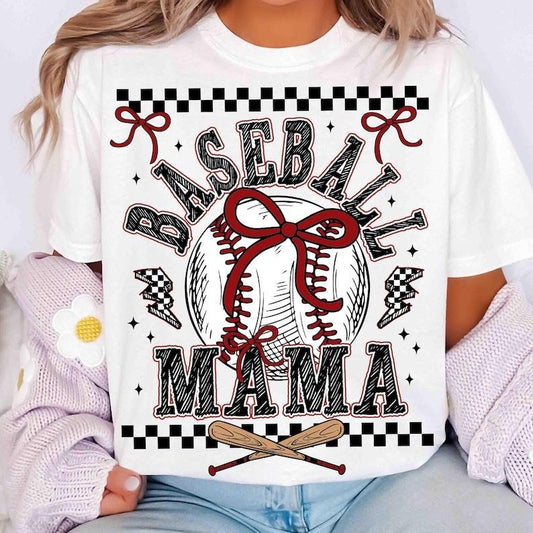 Retro baseball Mama Checkered Tshirt, baseball Mama , baseball Coquette Bow , baseball Bow , Retro baseball Mama Hoodie,...