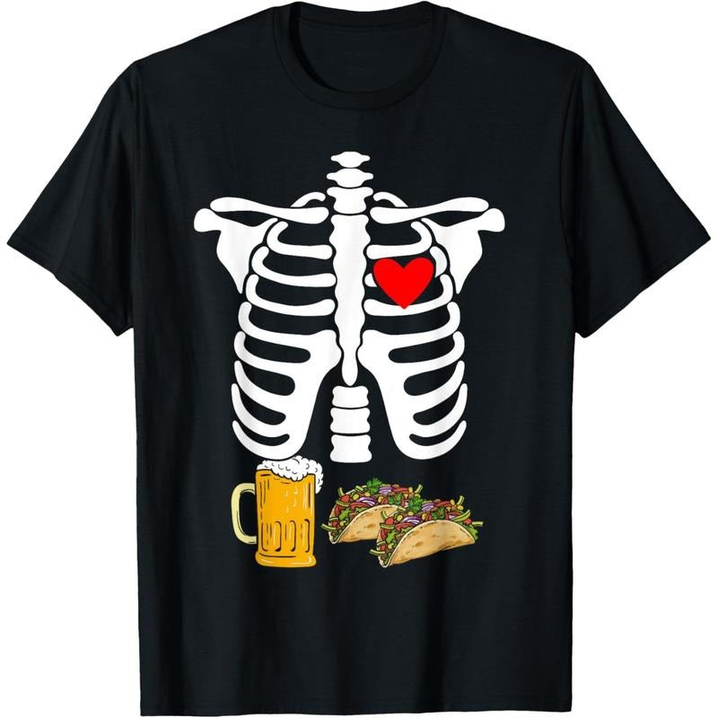 Rib Cage Skeleton X-Ray Drink Beer Taco Halloween Costume T-Shirt made in usa Hoodie, Sweatshirt | WearSparks.com