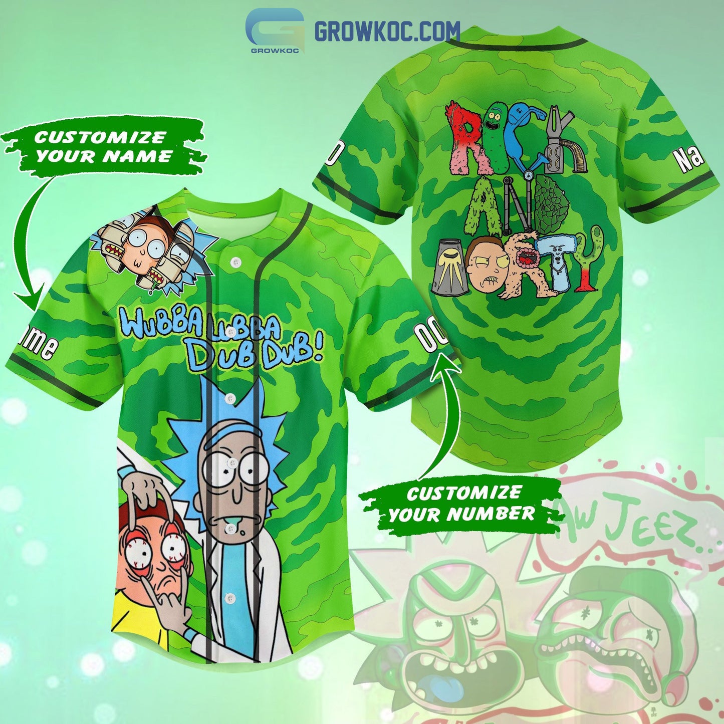 Rick And Mory Wubba Wubba Dub Dub Personalized Baseball Jersey