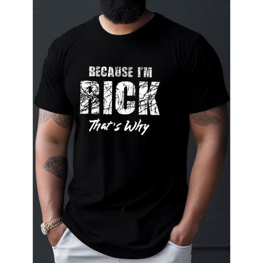 Rick's Humorous Tee - Polyester Knit, Crew Neck, Short Sleeve, Machine Washable, Casual Summer T-Shirt for Men Made in...