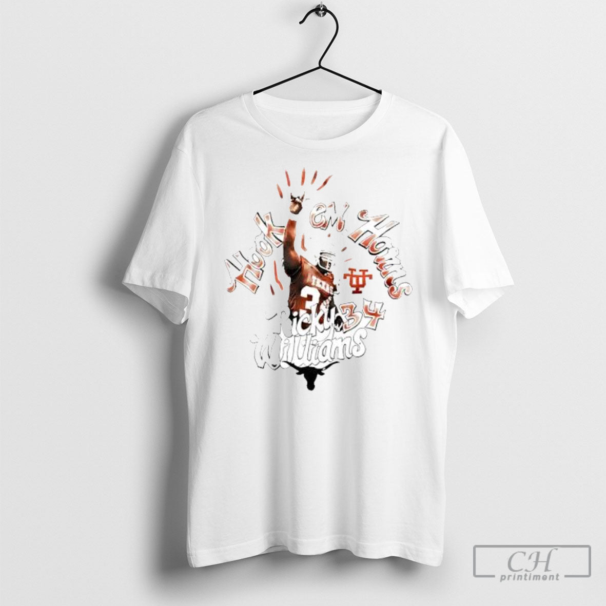 Ricky Williams Texas Longhorns Number 34 Hook Em Horns Shirt