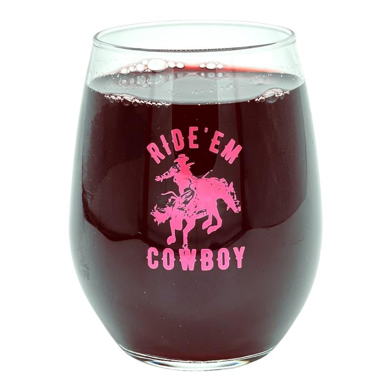 Ride Em Cowboy Wine Glass Funny Cute Rodeo Saying Graphic Novelty Cup-15 oz Funny Wine Glass Funny Sarcastic  Novelty...