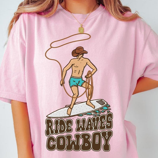 Ride Waves Cowboys T-Shirt, Country Western Shirt, Retro Vintage Cowgirl tee, Cowgirl Shirt, Cowgirl Western Electric...