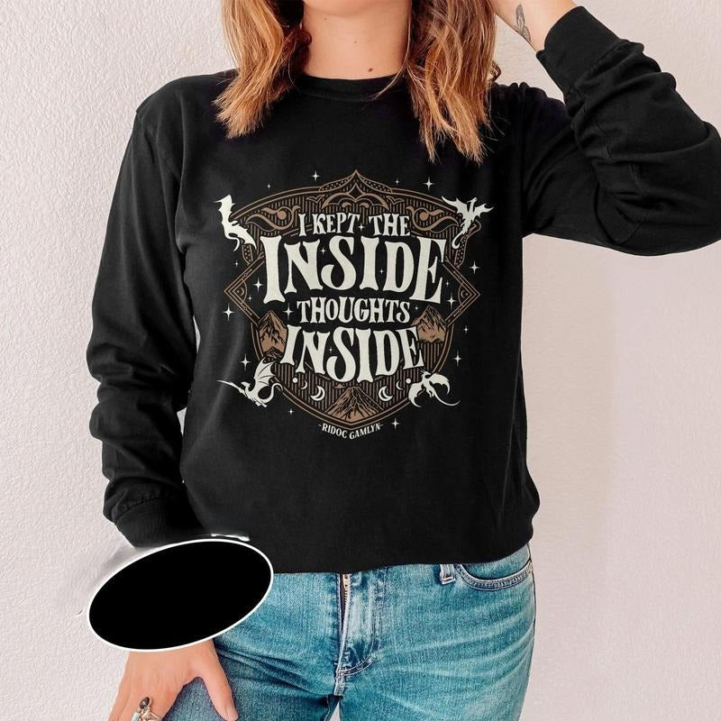 Ridoc Quest Squad Shirt, I Kept The Inside Thoughts Inside Tee, Onyx Storm Fourth Wing Shirt For Fans, Bookish Gift 9R9C9...