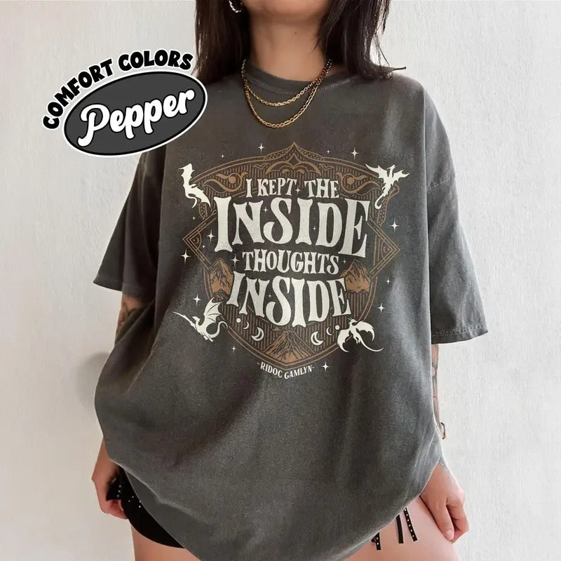 Ridoc Quest Squad Shirt, I Kept The Inside Thoughts Inside Tee, Onyx Storm Fourth Wing Shirt For Fans, Bookish Gift...