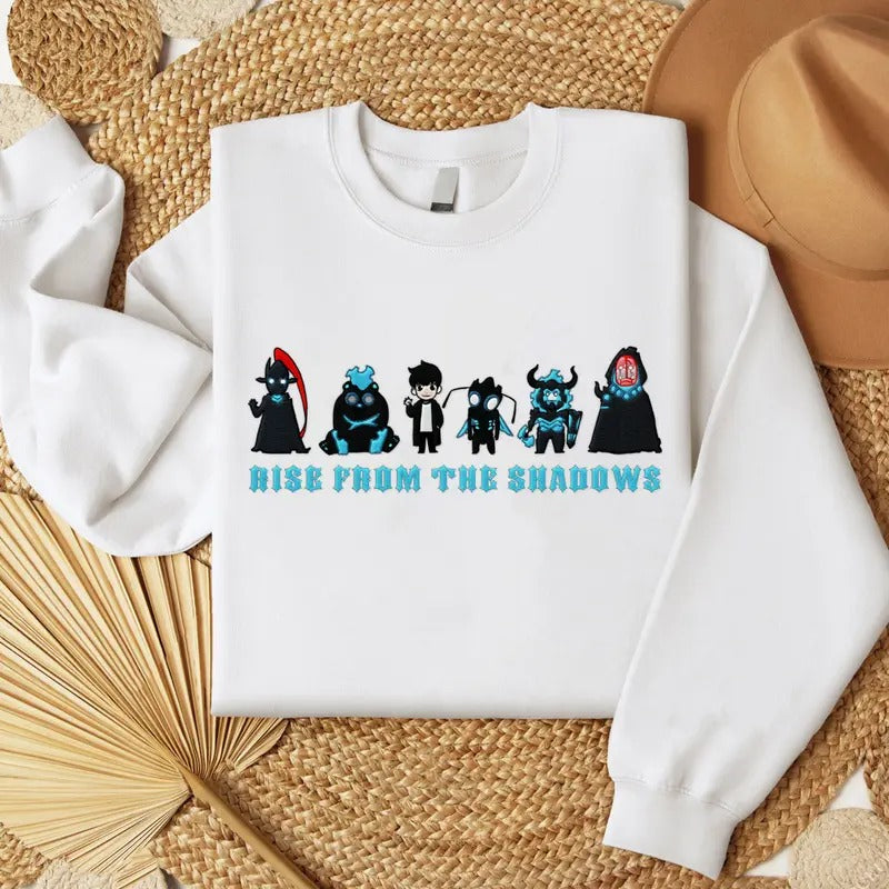 Rise from the Shadows Embroidered Sweatshirt, Solo Leveling Embroidered Shirt, Anime Character Embroidered Shirt Hoodie |...