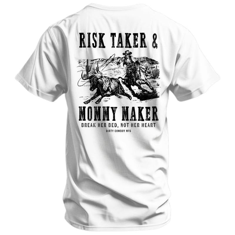 Risk Taker & Mommy Maker Men's T-Shirt, Funny Adult Shirt, For Gift. Cotton Crewneck Menswear Top Hoodie, Sweatshirt