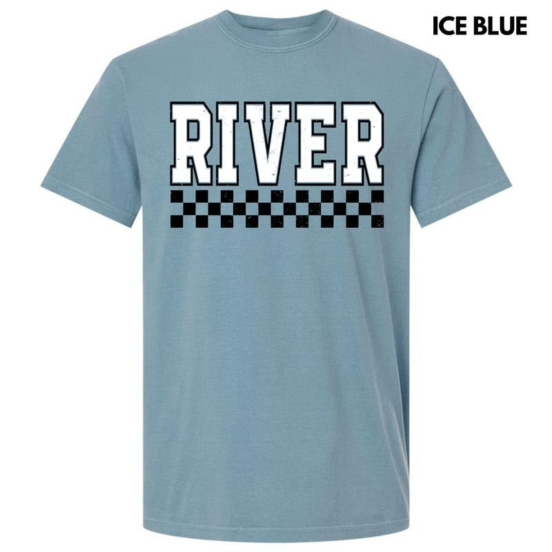 River Varsity Checkered Comfort Colors T-Shirt 'NLB' Hoodie, Sweatshirt | WearSparks.com