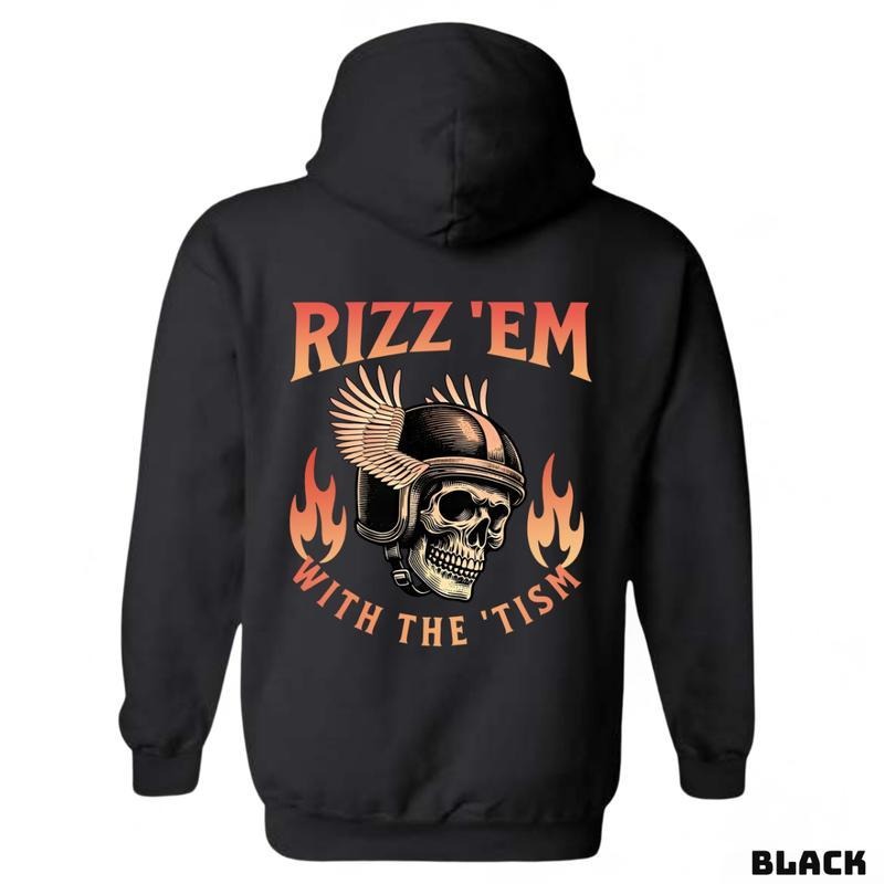 Rizz 'Em With The 'Tism sweatshirt-tshirt-hoodie, Featuring a unique winged helmet skull sweatshirt, perfect for both men...
