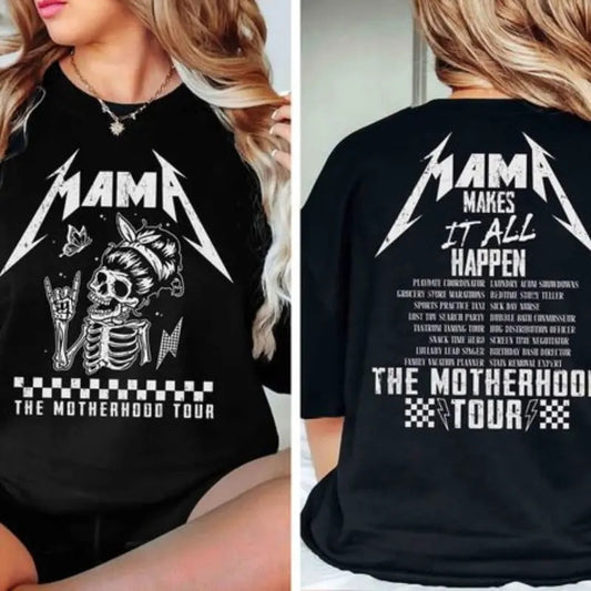 Rock Mama Motherhood Tour 2 Sided Shirt, Mama Sweatshirt, Motherhood Shirt, Mother's Day Shirt Hoodie | WearSparks.com