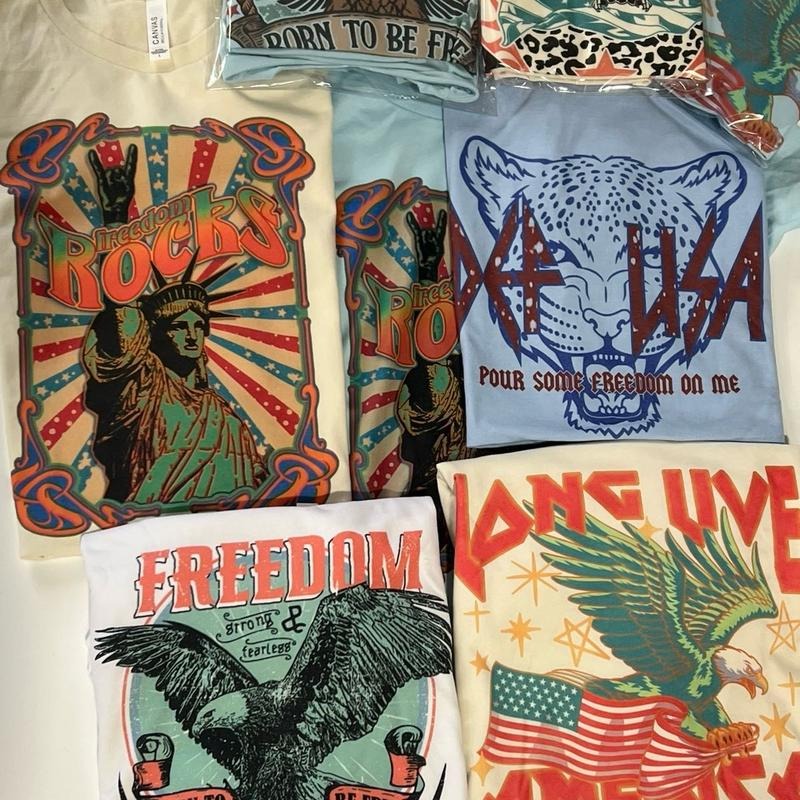 Rock N Roll Freedom Tees Rock & Roll USA Freedom Tshirts Born Free T-Shirts Freedom Rocks Patriotic Tops Freedom Tour...