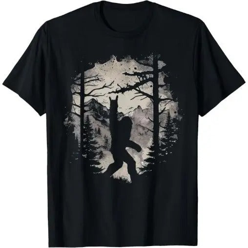Rock On Bigfoot Sasquatch Loves Rock And Roll Mountain Trees T-Shirt Made in USA Hoodie, Sweatshirt | WearSparks.com