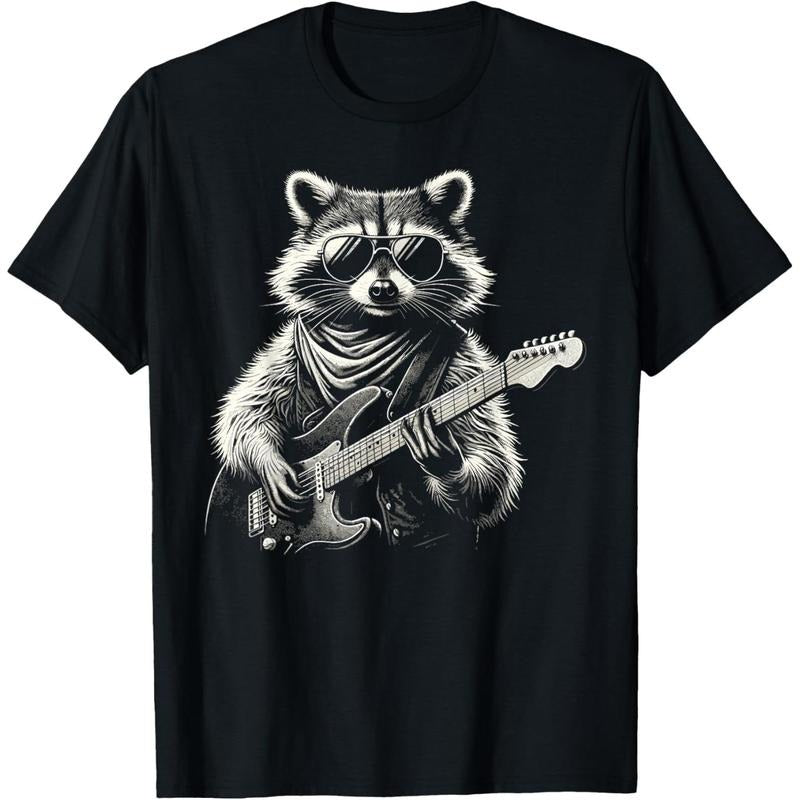 Rock On Raccoon Rock and Roll Vintage Guitarist Men Women T-Shirt made in us Hoodie, Sweatshirt | WearSparks.com