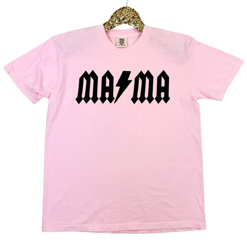Rocker Mama Lightning Bolt Comfort Colors T-Shirt Hoodie, Sweatshirt | WearSparks.com